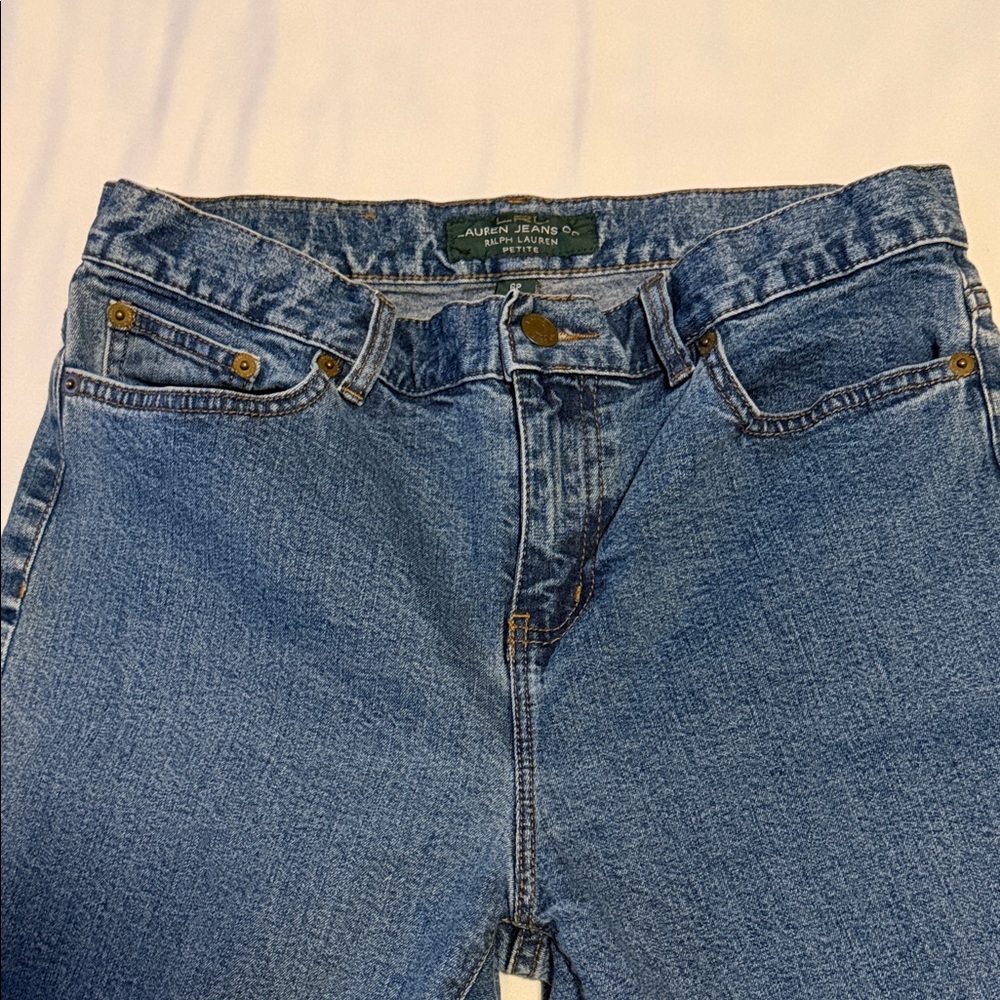 Ralph Lauren Lauren Bootcut Jeans Co. Blue Denim Waist Label Detailing